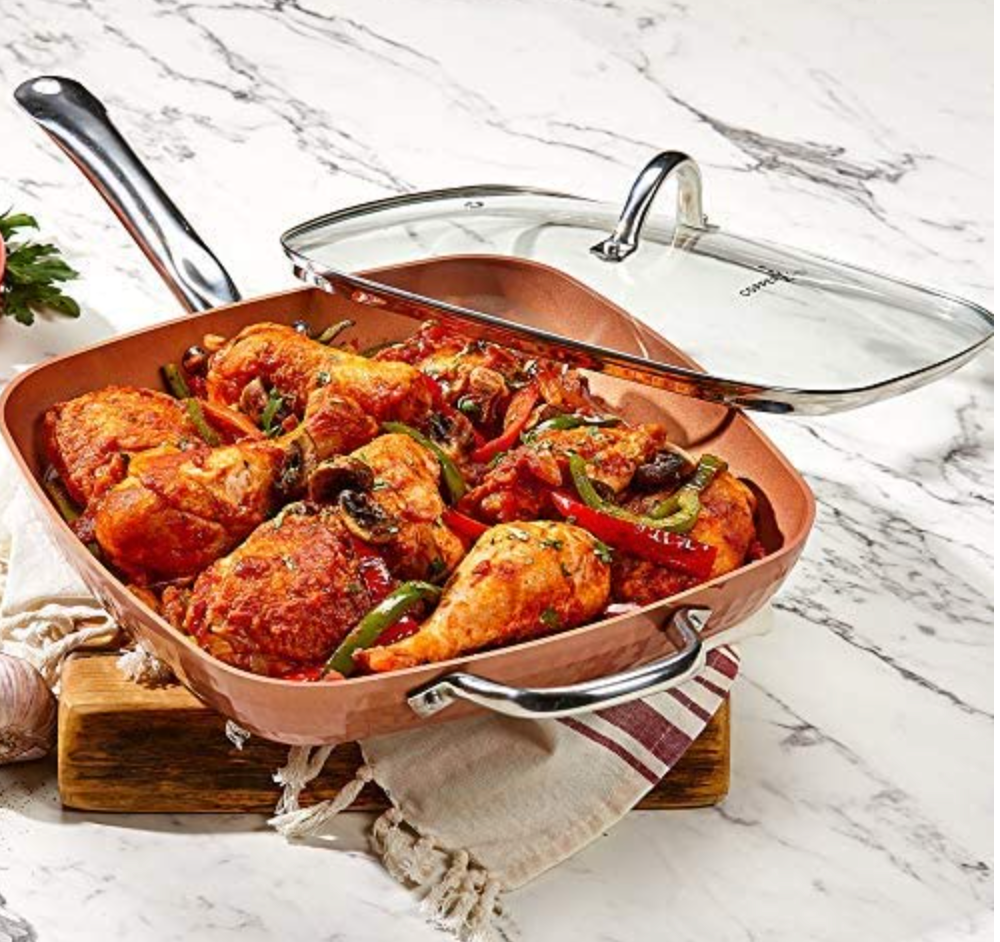Deep Square Pan Copper Chef Lid Oven Safe Are Copper Chef Pans