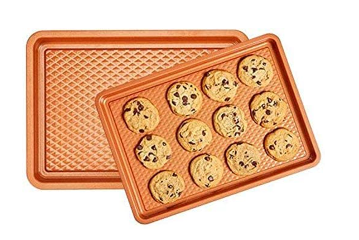 Copper Chef Diamond Bakeware 2 Pack Baking Tray Cookie Sheet Set 9x13 Mansfield Solutions