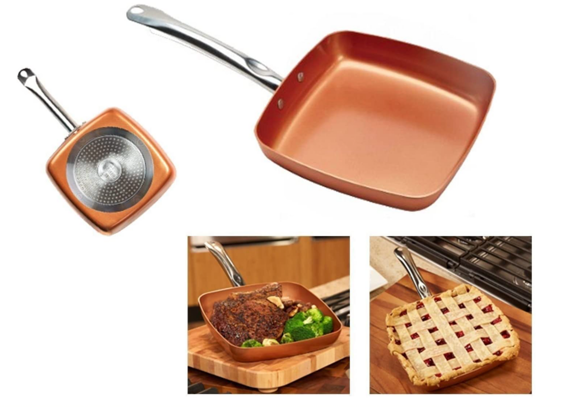  Copper Chef Stack-able Black Diamond 5-piece Non-Stick Fry Pan  Set, 9.5 Inch grill pan, 9.5 Inch griddle pan, 4.5 Quart saucepan. Copper  Chef Recipes Cookbook Included: Home & Kitchen