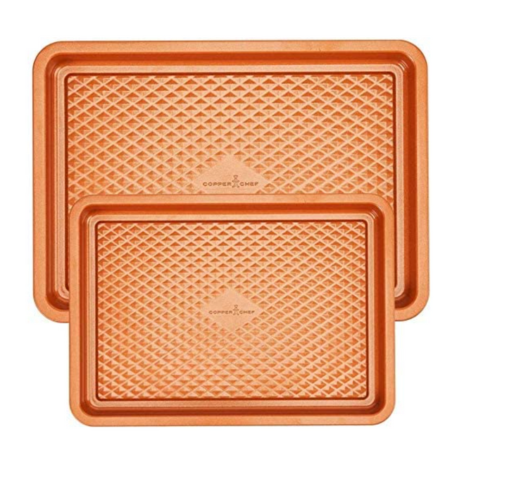 Copper Chef Diamond Bakeware 2 Pack Baking Tray Cookie Sheet Set 9x13 Mansfield Solutions