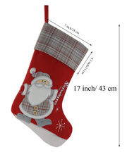 Snowman, Santa and Rudolph, 3-Pack Stockings, with Plaid