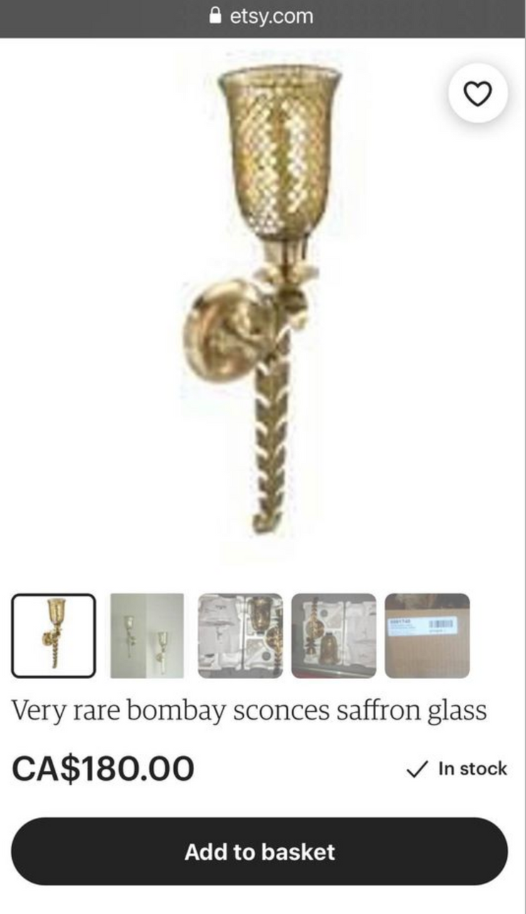 BOMBAY SAFFRON Mosaic and Brass Wall Sconce - Limited Edition, Vintage