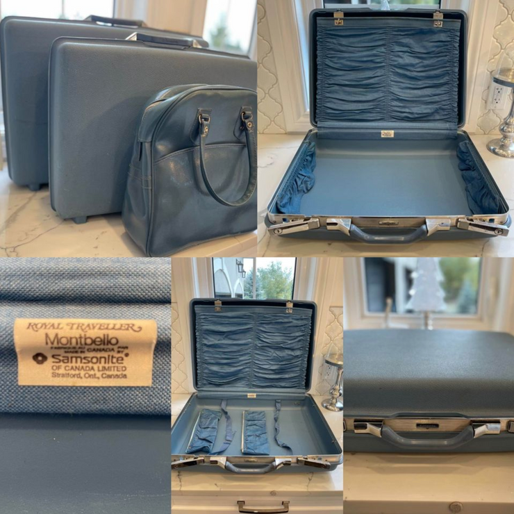 Vintage Blue Samsonite Royal Traveler Montbello Retro Royal