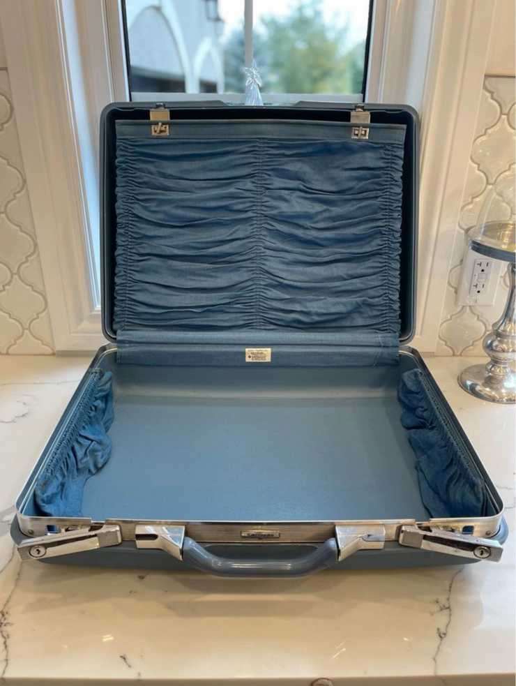 Vintage Blue Samsonite Royal Traveler Montbello, Retro Royal Luggage Set, Cool Blue Suitcases (3 pieces)